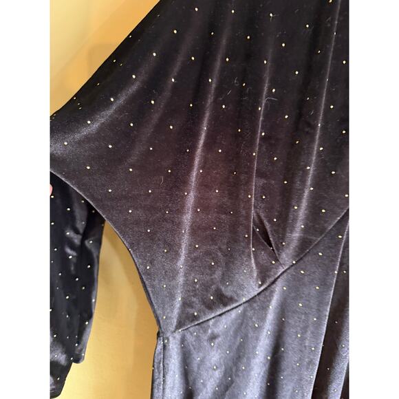 ASOS black velveteen dress gold dot detail women’s XL NWT 12 - Picture 3 of 12